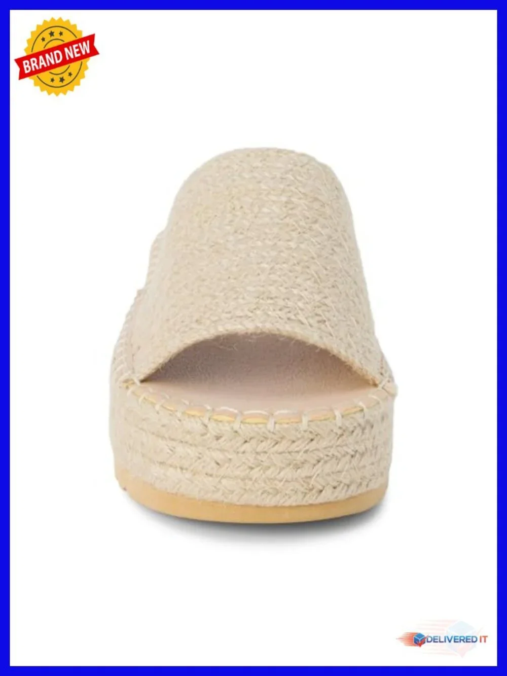 Platform Slide Sandal with Jute Sole, Manmade Outsole, Padded Insole